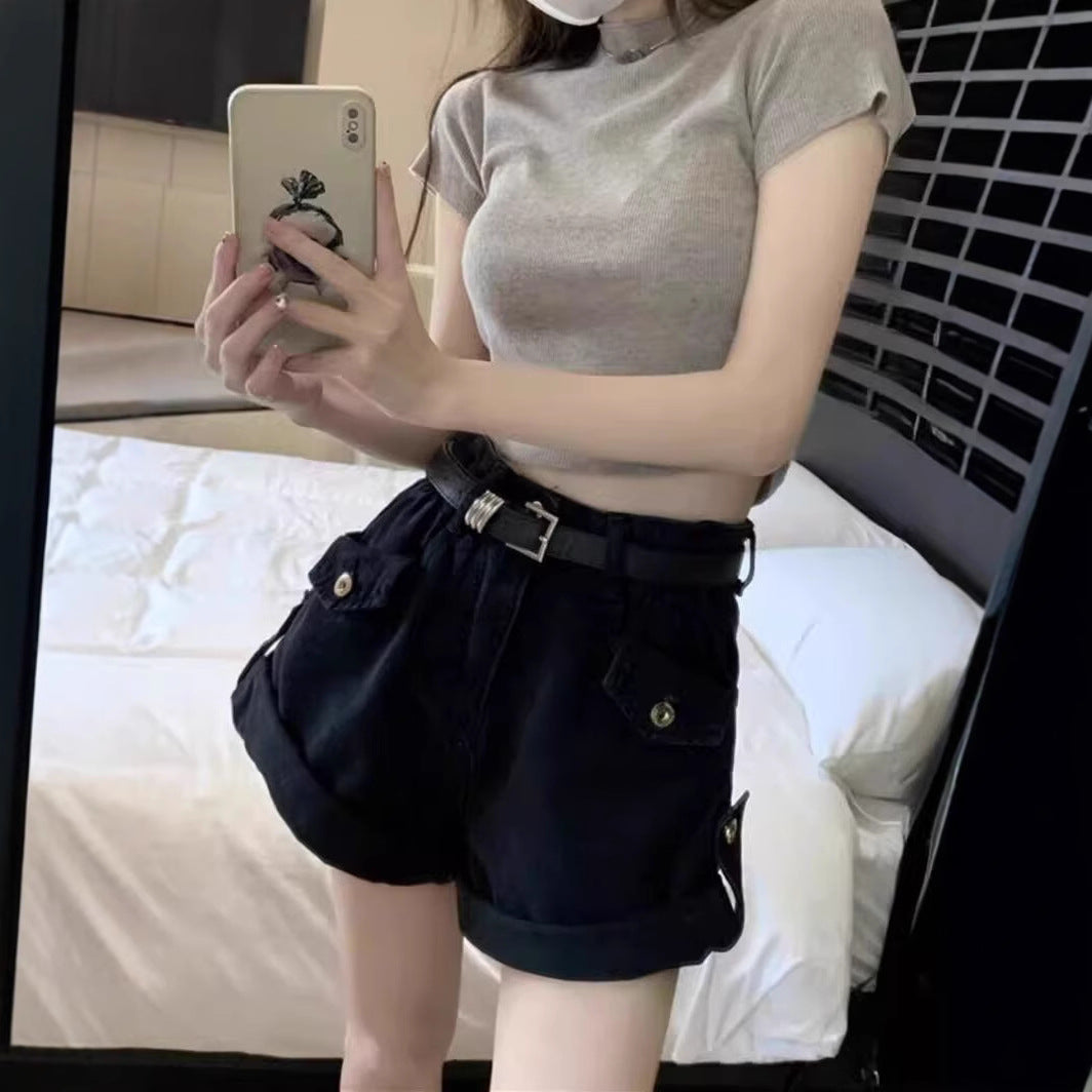 High-Waisted Denim Shorts