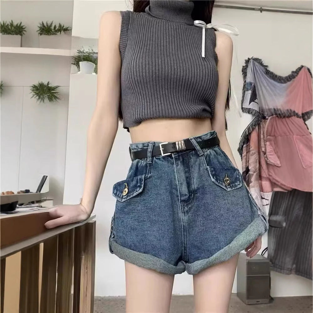 High-Waisted Denim Shorts