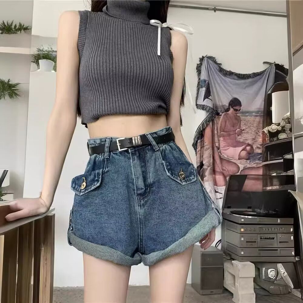 High-Waisted Denim Shorts